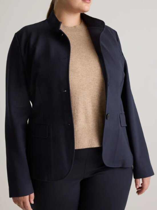 Quince Jackets & Blazers - Quince Ultra-Stretch Ponte Stand Collar Blazer Navy S NWT